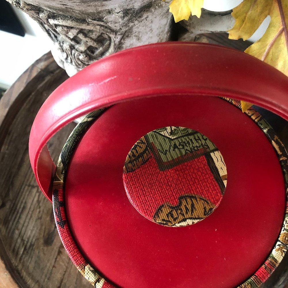VINTAGE 70'S RED CLOTH INSULATED ICE BUCKET TAVERN/BAR THEME - Picture 6 of 8